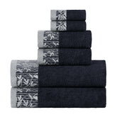 Wisteria Cotton Medium Weight Floral Jacquard Border 6 Piece Towel Set